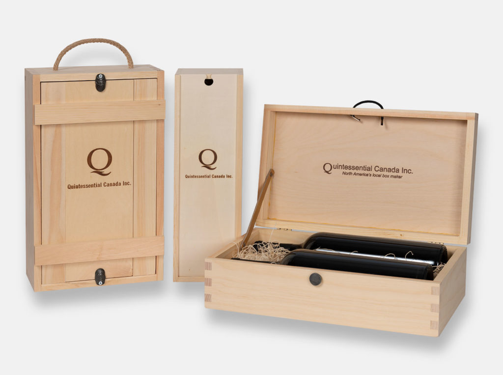 Wood box shown with no oil or stain finish, natural wood