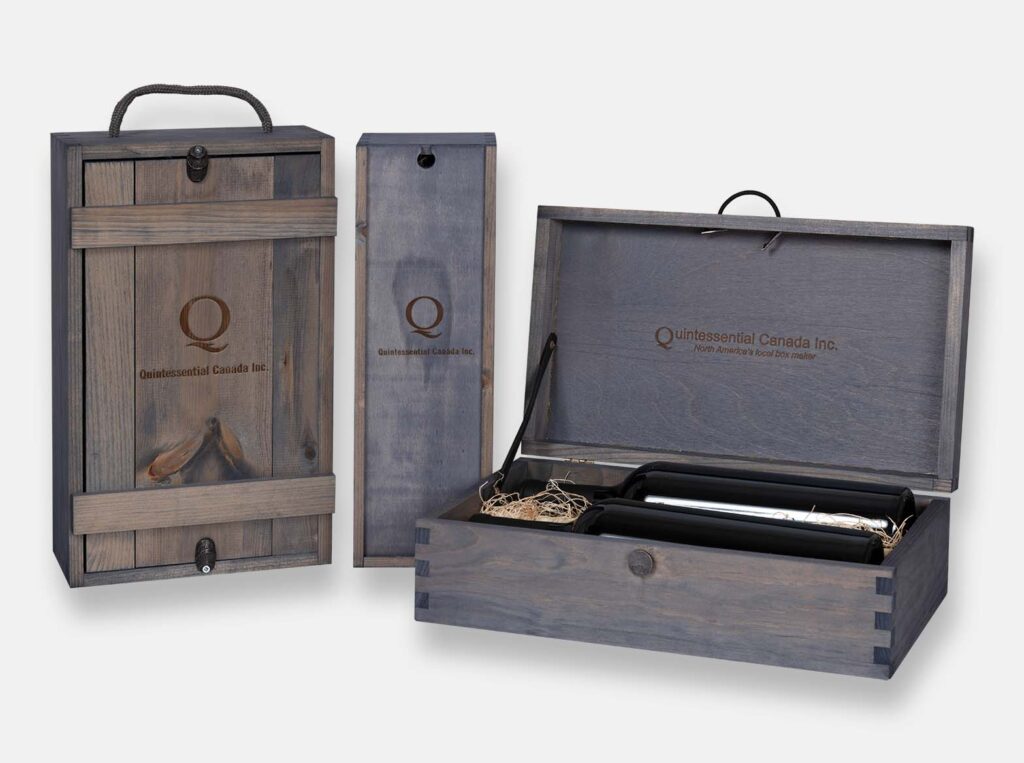Wood box finished with charcoal aniline stain